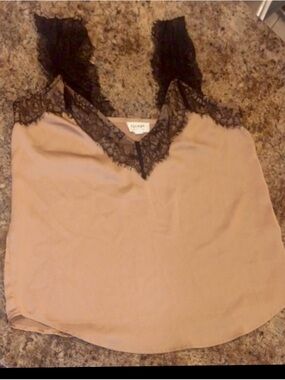 Blu Pepper Beige Chemise with Black Lace Trim